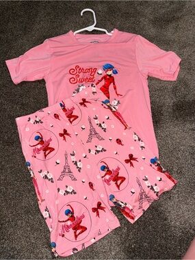 Birdie Bean Kids Pink Miraculous Lady Bug Pajama Set - Strong & Sweet